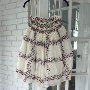 Samant Chauhan | Floral Embroidered White Babydoll Dress